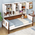 Twin Bed with Bookcase with Shelves and Wooden Slat Support No Box Spring Needed for Living Room Bedroom - Image 6