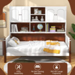 Twin Bed with Bookcase with Shelves and Wooden Slat Support No Box Spring Needed for Living Room Bedroom - Image 9