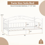 Twin Size Metal Daybed Frame with Headboard for Bedroom - Image 5