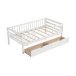Twin Daybed with Fence and 2 Drawers Kids Bed for Boys & Girls