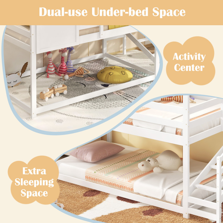Twin House Bed with Stairs and Roof for Kids - Image 9