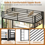 Twin Loft Bed with Desk LED Lights Charging Station Heavy-duty Metal Bed Frame with Guardrail - Image 8