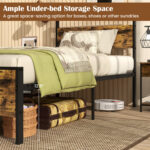 Twin/Full/Queen/King Metal Bed Frame Industrial Platform Bed with Wooden Headboard - Image 10