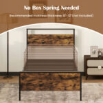 Twin/Full/Queen/King Metal Bed Frame Industrial Platform Bed with Wooden Headboard - Image 7