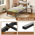 Twin/Full/Queen/King Metal Bed Frame Industrial Platform Bed with Wooden Headboard - Image 8