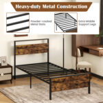 Twin/Full/Queen/King Metal Bed Frame Industrial Platform Bed with Wooden Headboard - Image 9