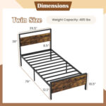 Twin/Full/Queen/King Metal Bed Frame Industrial Platform Bed with Wooden Headboard - Image 4