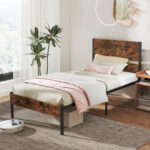 Twin/Full/Queen/King Metal Bed Frame with Wooden Headboard and Footboard - Image 3
