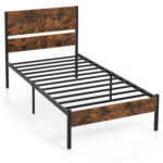 Twin/Full/Queen/King Metal Bed Frame with Wooden Headboard and Footboard