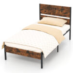 Twin/Full/Queen/King Metal Bed Frame with Wooden Headboard and Footboard - Image 4