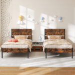 Twin/Full/Queen/King Metal Bed Frame with Wooden Headboard and Footboard - Image 6