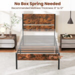 Twin/Full/Queen/King Metal Bed Frame with Wooden Headboard and Footboard - Image 8