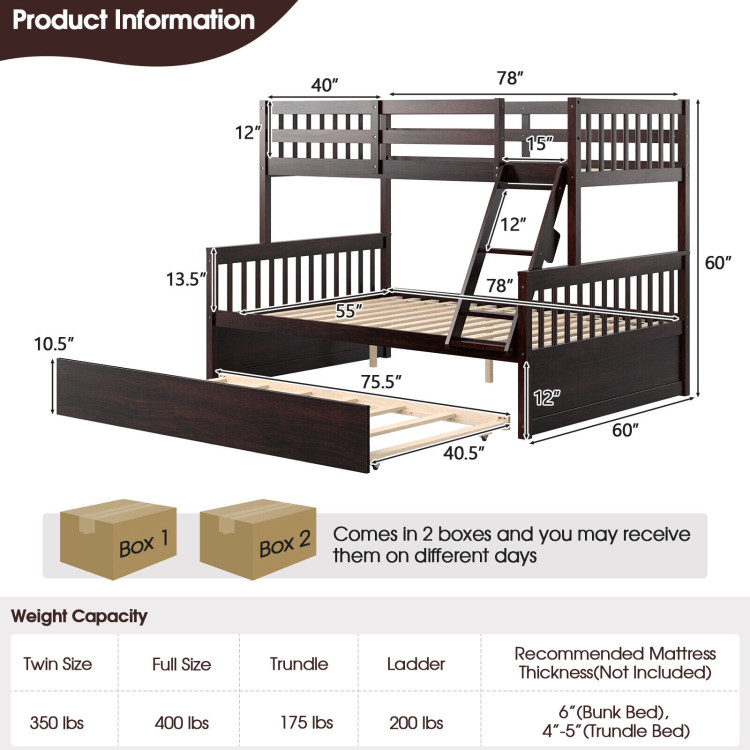 Twin Over Full Convertible Bunk Bed with Twin Trundle - Image 5