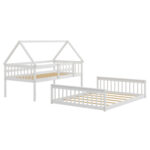 Twin Over Full House Bunk Bed with Ladder and Guardrails - Image 4