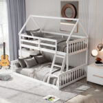Twin Over Full House Bunk Bed with Ladder and Guardrails - Image 6