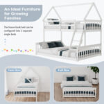 Twin Over Full House Bunk Bed with Ladder and Guardrails - Image 7