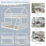 Twin Over Full House Bunk Bed with Ladder and Guardrails - Image 9