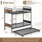 Twin Over Twin Bunk Bed with Trundle with Ladder and Full-length Guardrails - Image 4