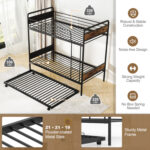Twin Over Twin Bunk Bed with Trundle with Ladder and Full-length Guardrails - Image 5