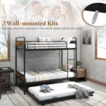 Twin Over Twin Bunk Bed with Trundle with Ladder and Full-length Guardrails - Image 6