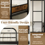 Twin Over Twin Bunk Bed with Trundle with Ladder and Full-length Guardrails - Image 8