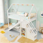 Twin Over Twin Bunk Bed with Slide and Staircase - Image 2