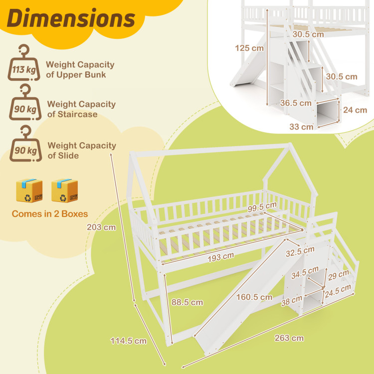 Twin Over Twin Bunk Bed with Slide and Staircase - Image 4