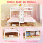 Twin Over Twin and Twin Bunk Bed with Storage Staircase and Guardrail for 3 Kids Teens - Image 10