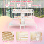 Twin Over Twin and Twin Bunk Bed with Storage Staircase and Guardrail for 3 Kids Teens - Image 8