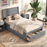 Twin Size Bed Frame with Storage Drawers and Headboard - Image 2