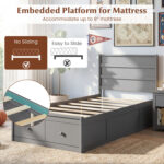 Twin Size Bed Frame with Storage Drawers and Headboard - Image 7