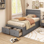 Twin Size Bed Frame with Storage Drawers and Headboard - Image 3
