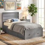 Twin Size Bed Frame with Storage Drawers and Headboard - Image 9