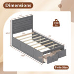 Twin Size Bed Frame with Storage Drawers and Headboard - Image 4
