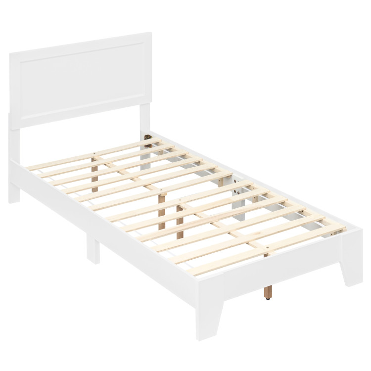 Twin_Size_Bed_Frame__1781500559576721_833150.jpeg Twin Size Bed Frame with Headboard for Small Room No Box Spring Needed - Image 1