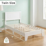 Twin Size Bed Frame with Headboard for Small Room No Box Spring Needed - Image 4