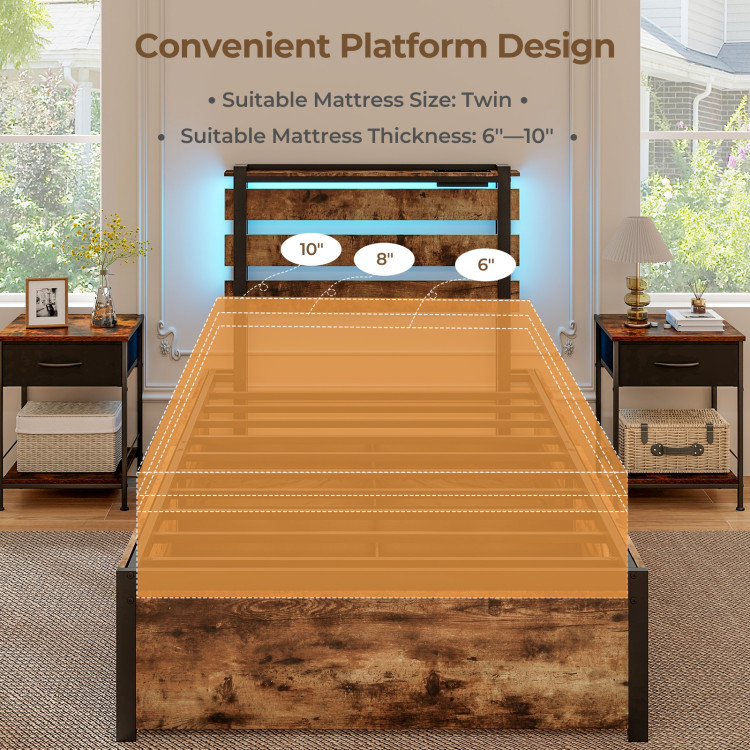 Full/Queen/Twin Size Bed Frame with Drawers LED Lights and USB Ports - Image 10