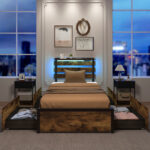 Full/Queen/Twin Size Bed Frame with Drawers LED Lights and USB Ports - Image 3