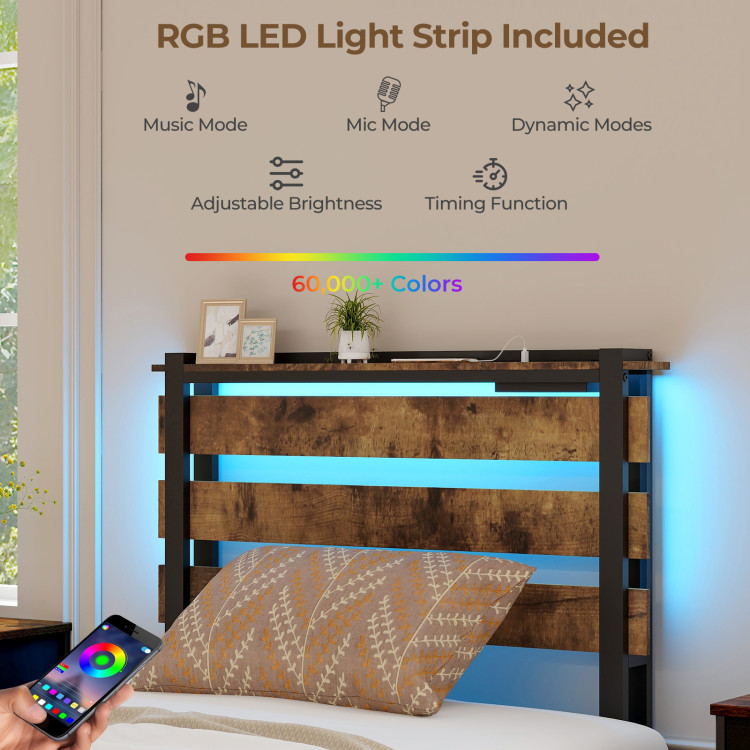 Full/Queen/Twin Size Bed Frame with Drawers LED Lights and USB Ports - Image 6