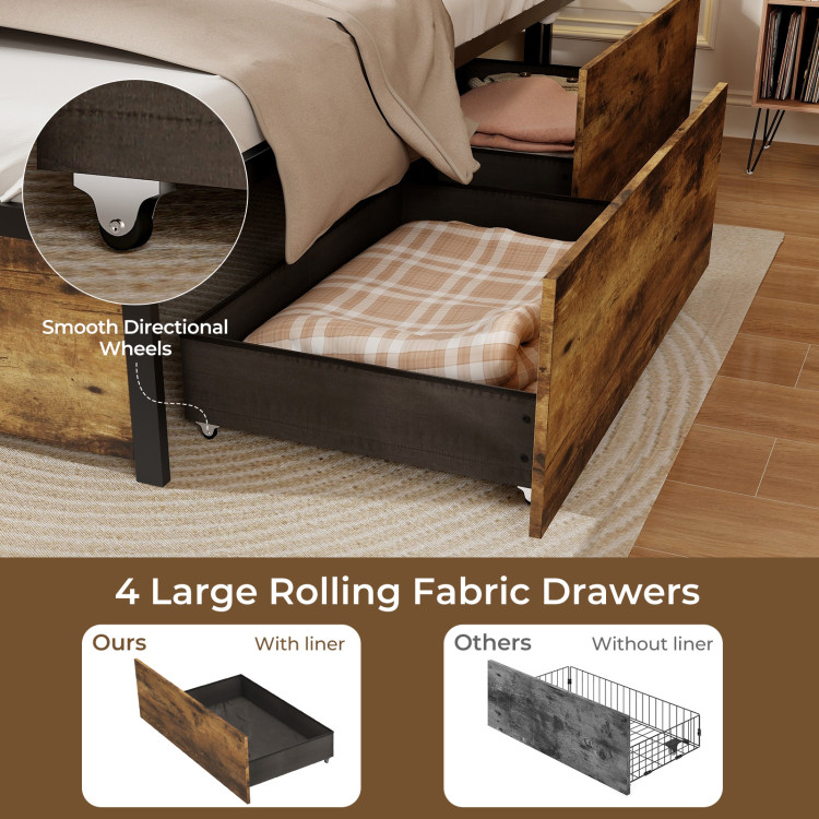 Full/Queen/Twin Size Bed Frame with Drawers LED Lights and USB Ports - Image 7