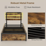 Full/Queen/Twin Size Bed Frame with Drawers LED Lights and USB Ports - Image 8