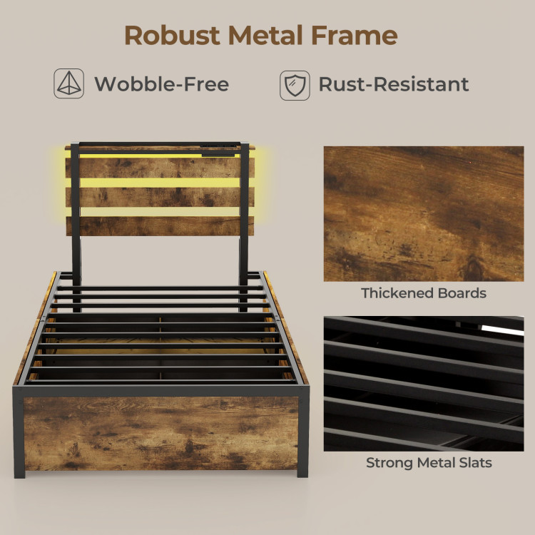 Full/Queen/Twin Size Bed Frame with Drawers LED Lights and USB Ports - Image 8