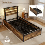 Full/Queen/Twin Size Bed Frame with Drawers LED Lights and USB Ports - Image 4