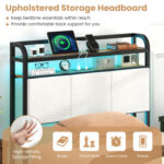 Twin/Full/Queen/King Size Bed Frame with LED Light and Charging Station - Image 9