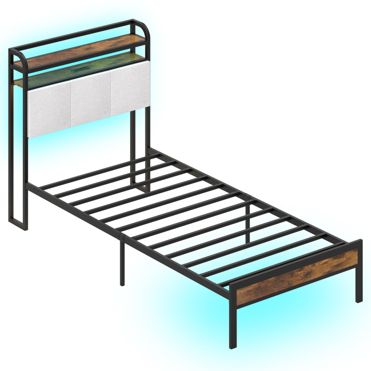 Twin_Size_Bed_Frame_with_LED_Light-3.jpg Twin/Full/Queen/King Size Bed Frame with LED Light and Charging Station - Image 1