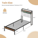 Twin/Full/Queen/King Size Bed Frame with LED Light and Charging Station - Image 4