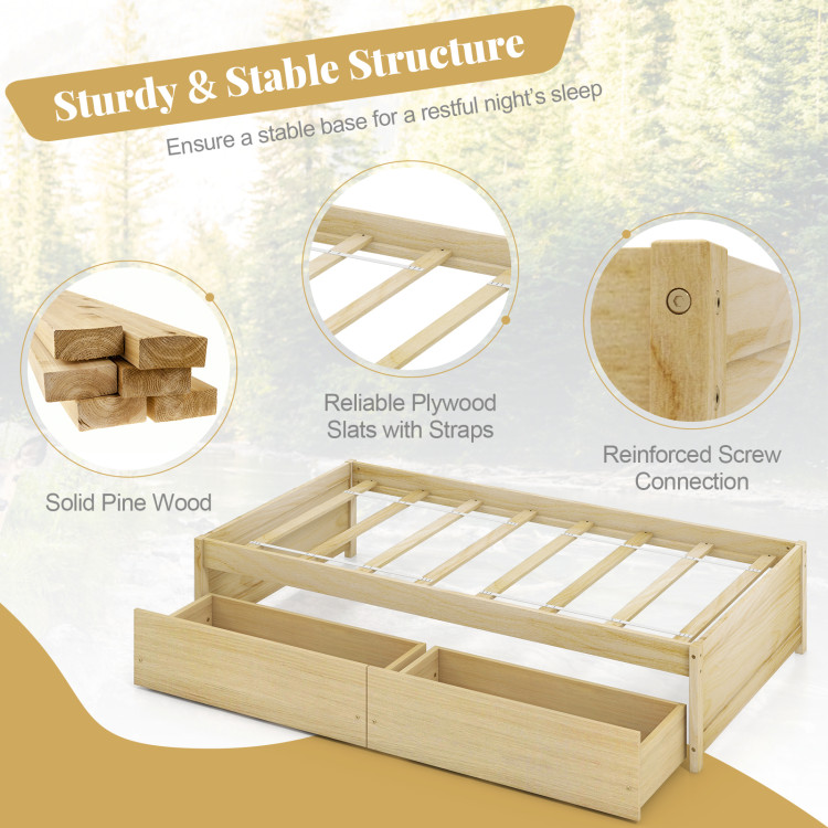 Twin Size Captain Bed with 2 Drawers and Slats Support - Image 10