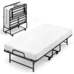 Twin Size Folding Bed with 5-Inch Mattress Rollaway Guest Bed with Memory Foam Mattress - Image 3