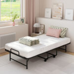 Twin Size Folding Bed with 5-Inch Mattress Rollaway Guest Bed with Memory Foam Mattress - Image 2