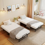 Twin Size Folding Bed with 5-Inch Mattress Rollaway Guest Bed with Memory Foam Mattress - Image 5